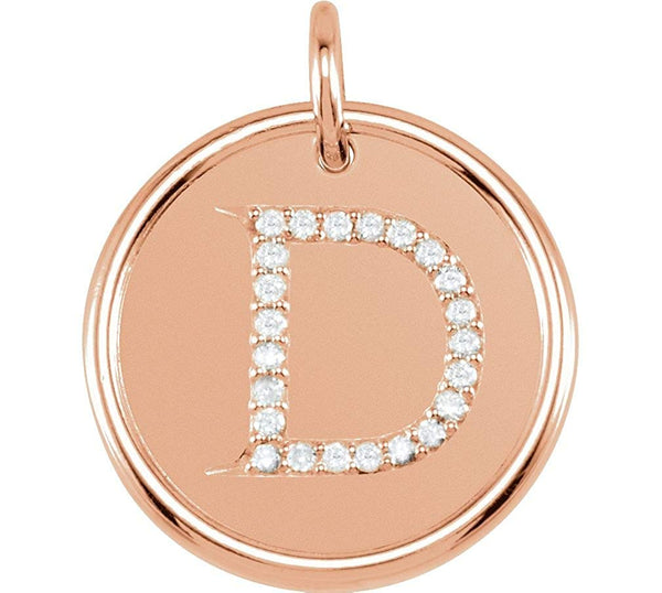 Diamond Initial "D" Pendant, 14k Rose Gold (0.1 Ctw, Color GH, Clarity I1)