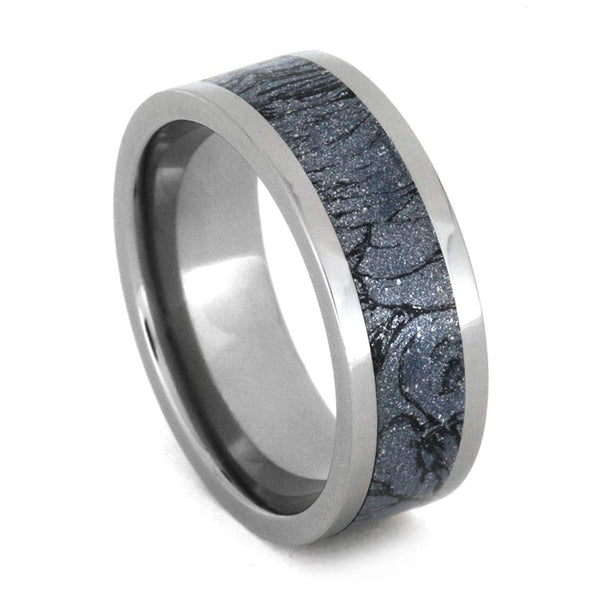 Blue Cobaltium Mokume Gane Inlay 8mm Comfort-Fit Titanium Wedding Band