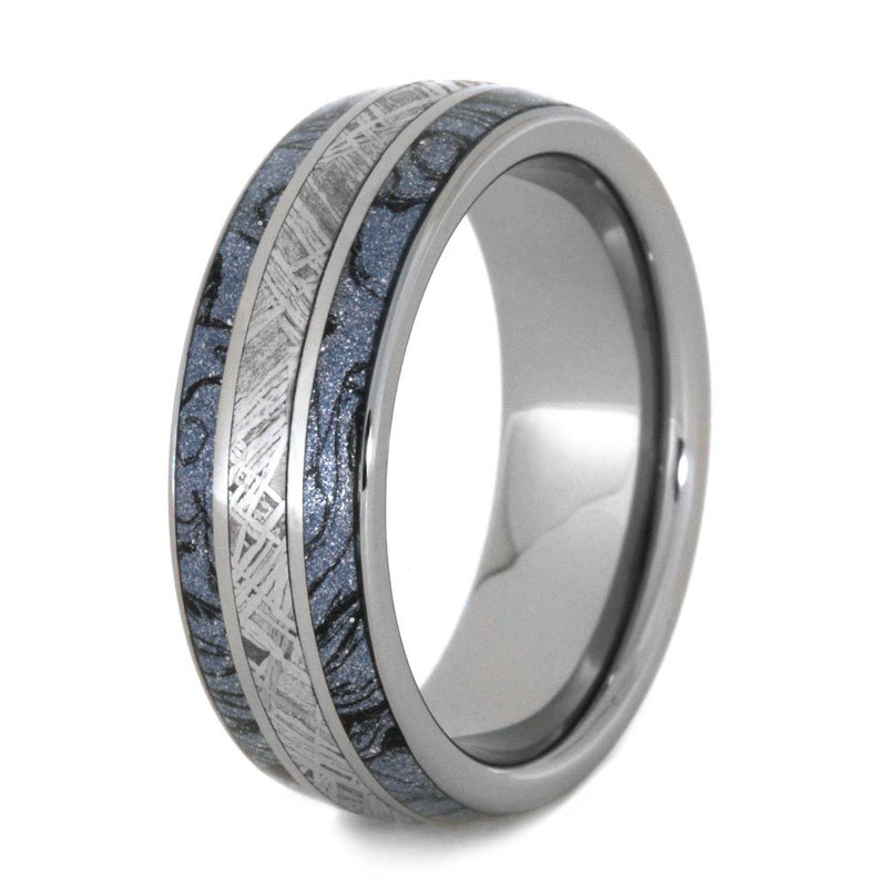 Cobaltium Mokume, Gibeon Meteorite 8mm Comfort-Fit Tungsten Ring