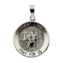 Sterling Silver Round St. Luke Medal (15MM)