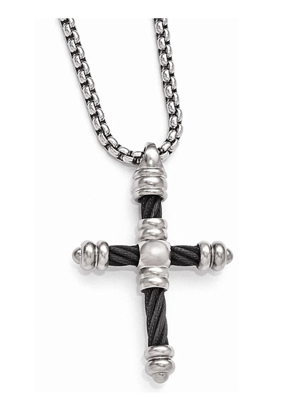 Edward Mirell Titanium Cable Cross Pendant Necklace, 20"