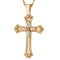 Grooved Cross Pendant Necklace, 10k Yellow Gold, 12k Green and Rose Gold Black Hills Gold Motif, 18"