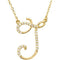 14k Yellow Gold Alphabet Initial Letter J Diamond Pendant Necklace, 17" (GH Color, I1 Clarity, 1/8 Cttw)