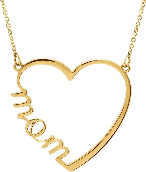 14k Rose Gold 'Mom' Heart Necklace, 17"