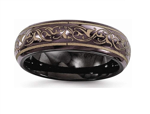 Rain Collection Black Ti Anodized Copper 6mm Domed Band