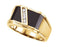 Men's 4-Stone Diamond and Onyx Ring, 14k Yellow Gold (1/8 Ctw, Color G-H, Clarity I1)