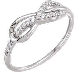 Diamond Infinity-Inspired Knot Ring, Rhodium-Plated 14k White Gold, Size 7 (1/10 Ctw, Color H+, Clarity I1)