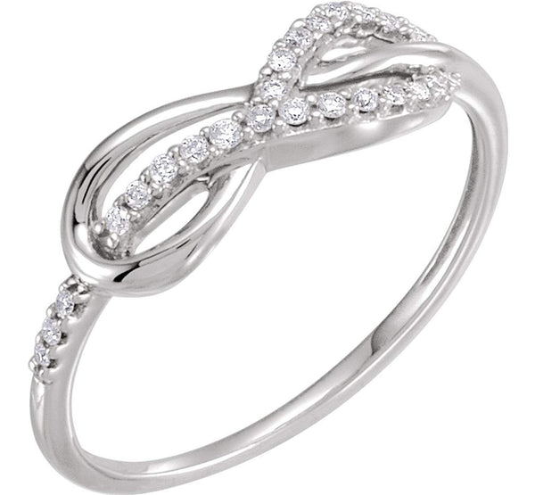 Diamond Infinity-Inspired Knot Ring, Rhodium-Plated 14k White Gold, Size 7 (1/10 Ctw, Color H+, Clarity I1)