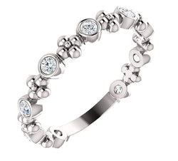 Platinum Genuine Diamond Beaded Ring (0.25 Ctw, Color G-H, I1 Clarity)