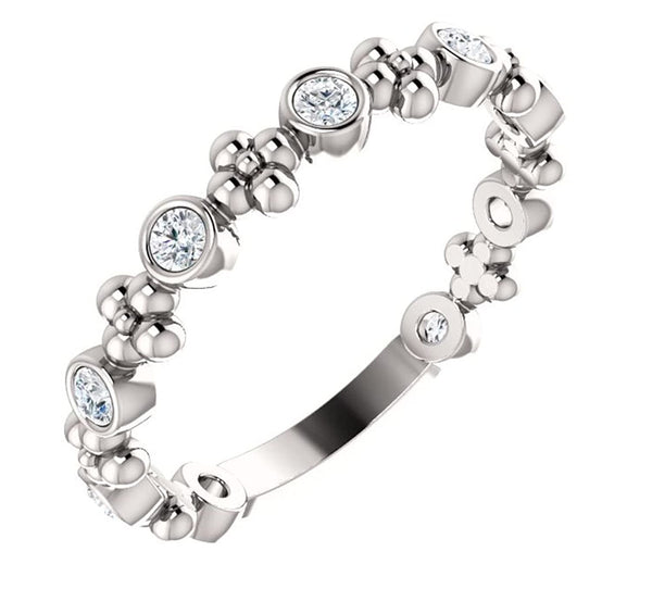 Diamond Beaded Ring, Rhodium-Plated 14k White Gold (0.25 Ctw, G-H Color, I1 Clarity)