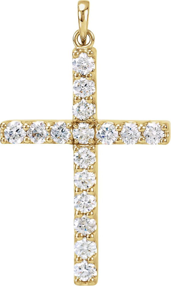 Diamond Cross Pendant, 14k Yellow Gold (1.6 Ctw, Color GH, Clarity I1)
