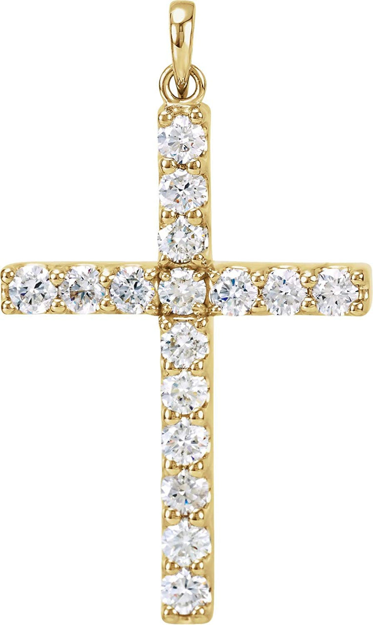 Diamond Cross Pendant, 14k Yellow Gold (1.6 Ctw, Color GH, Clarity I1)