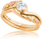 Diamond Bypass Engagement Ring, 10K Yellow Gold, 12k Green and Rose Gold Black Hills Gold Motif, Size 8.5