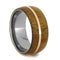 Bamboo 14k Rose Gold Pinstripe 9mm Comfort-Fit Titanium Wedding Band