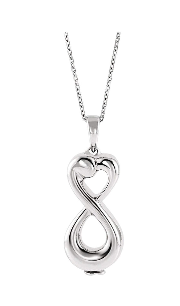 Infinity Love Ash Holder Rhodium-Plated 10k White Gold Pendent Necklace, 18" (27.00X9.00 MM)