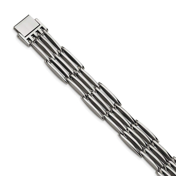 Men's Polished Stainless Steel Link Bracelet, 8.5"