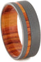 Sandblasted Titanium 8mm Comfort-Fit Tulipwood Sleeve Wedding Band 11.25