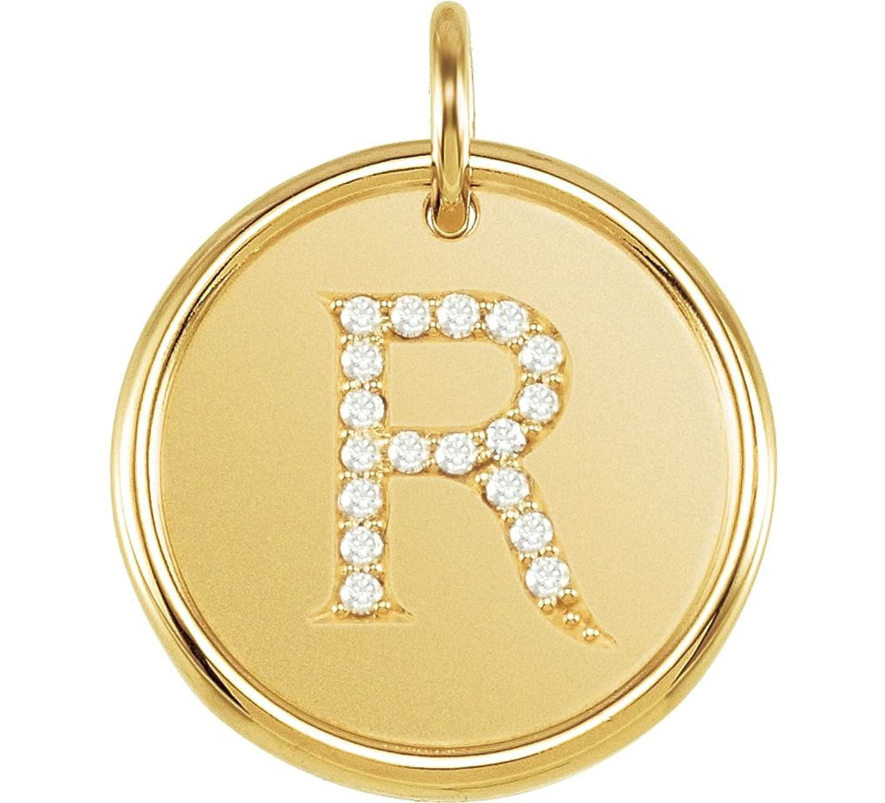 Diamond Initial "R" Pendant, 14k Yellow Gold (0.1 Ctw, Color GH, Clarity I1)