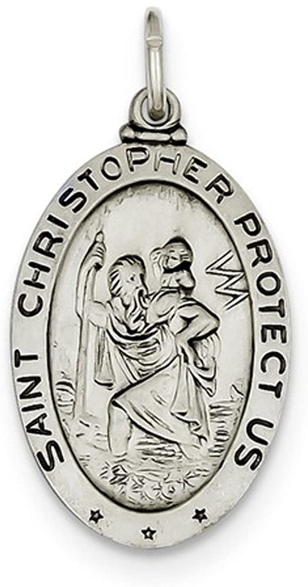 Sterling Silver St. Christopher Baseball Medal (30X15MM)