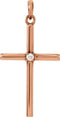 White Sapphire Inset Cross 14k Rose Gold Pendant (19.2x9MM)