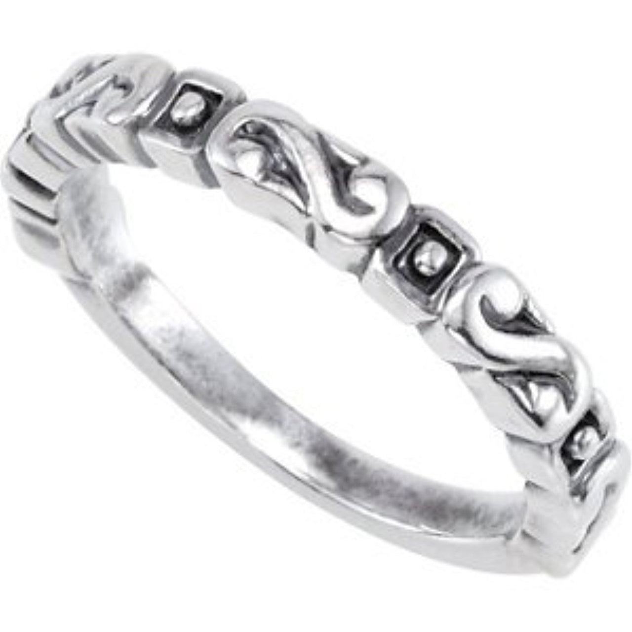 Antiqued S Scroll Stackable 3.1mm Sterling Silver Ring, Size 7