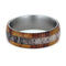 Tulip Wood, Deer Antler 7mm Comfort-Fit Matte Titanium Band, Size 10