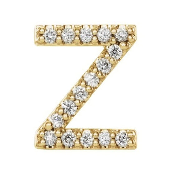14k Yellow Gold Gold Diamond Letter 'Z' Initial Stud Earring (Single Earring) (.07 Ctw, GH Color, I1 Clarity)