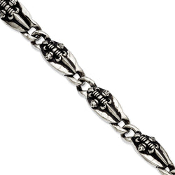 Men's Stainless Steel Antiqued Fleur De Lis Bracelet, 9 "