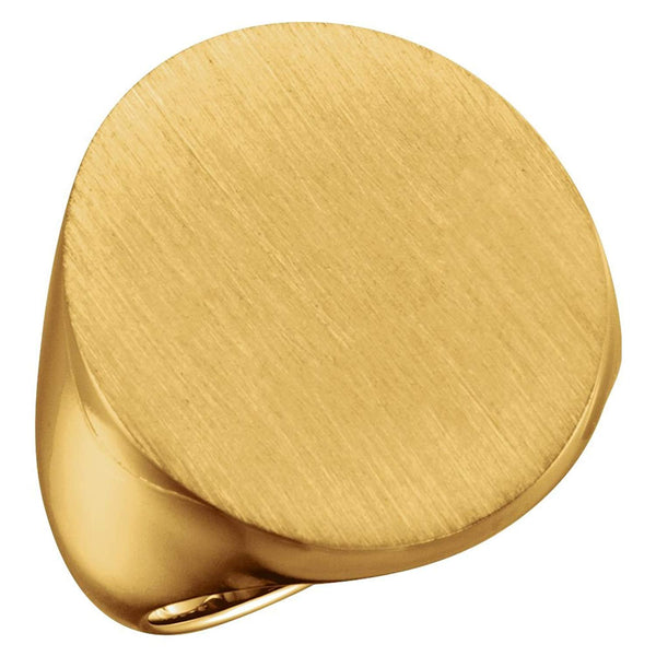 Men's 18k Yellow Gold Oval Signet Ring, 22X20mm