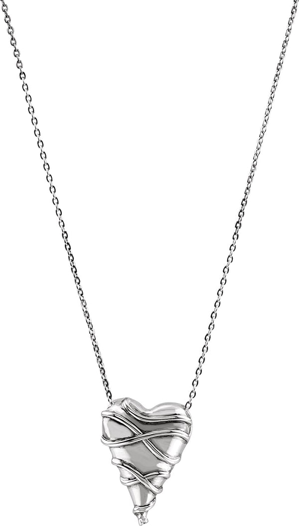 Guard Your Heart' Rhodium Plate Sterling Silver Pendant Necklace,18"