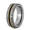 Gibeon Meteorite, Dinosaur Bone, 14k Yellow Gold 7mm Comfort-Fit Titanium Band