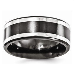 Black Ti Collection, Argentium Silver 9mm Comfort-Fit Titanium Band