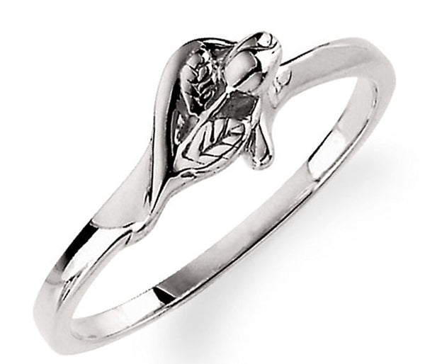 Ave 369 'Unblossomed Rose' Rhodium-Plated 14k White Gold Chastity Ring