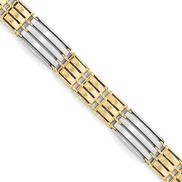 Men's Two-Tone 14k Yellow and White Gold Link Bracelet, 8.25"