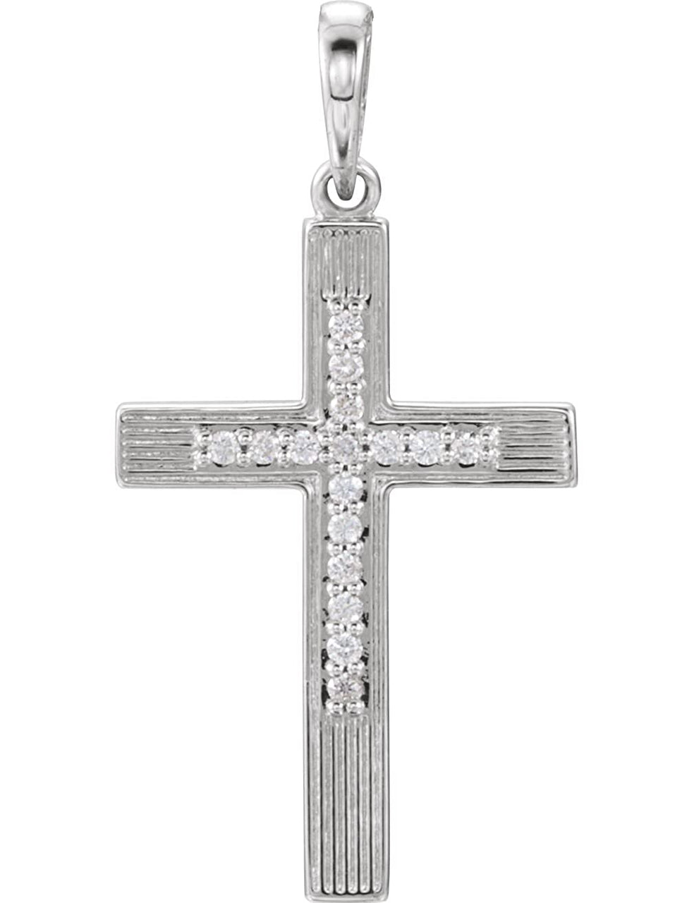 Diamond Inlay Cross Sterling Silver Pendant (.08 Ctw, G-H Color, I1 Clarity)