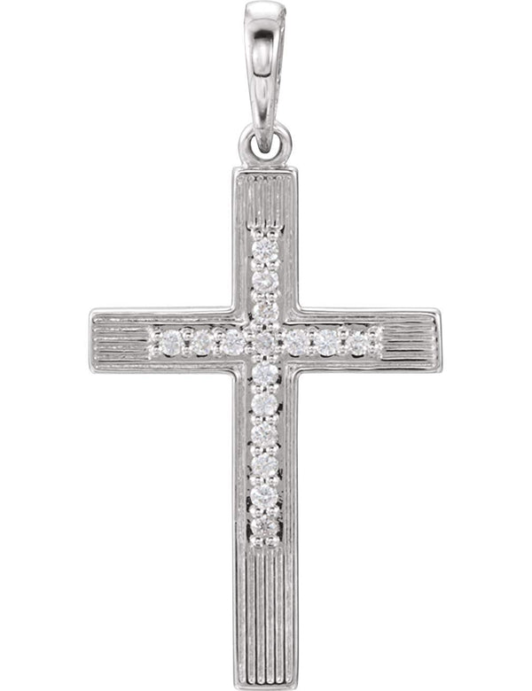 Platinum Diamond Cross Pendant (.08 Ctw, Color G-H , Clarity SI2-SI3)