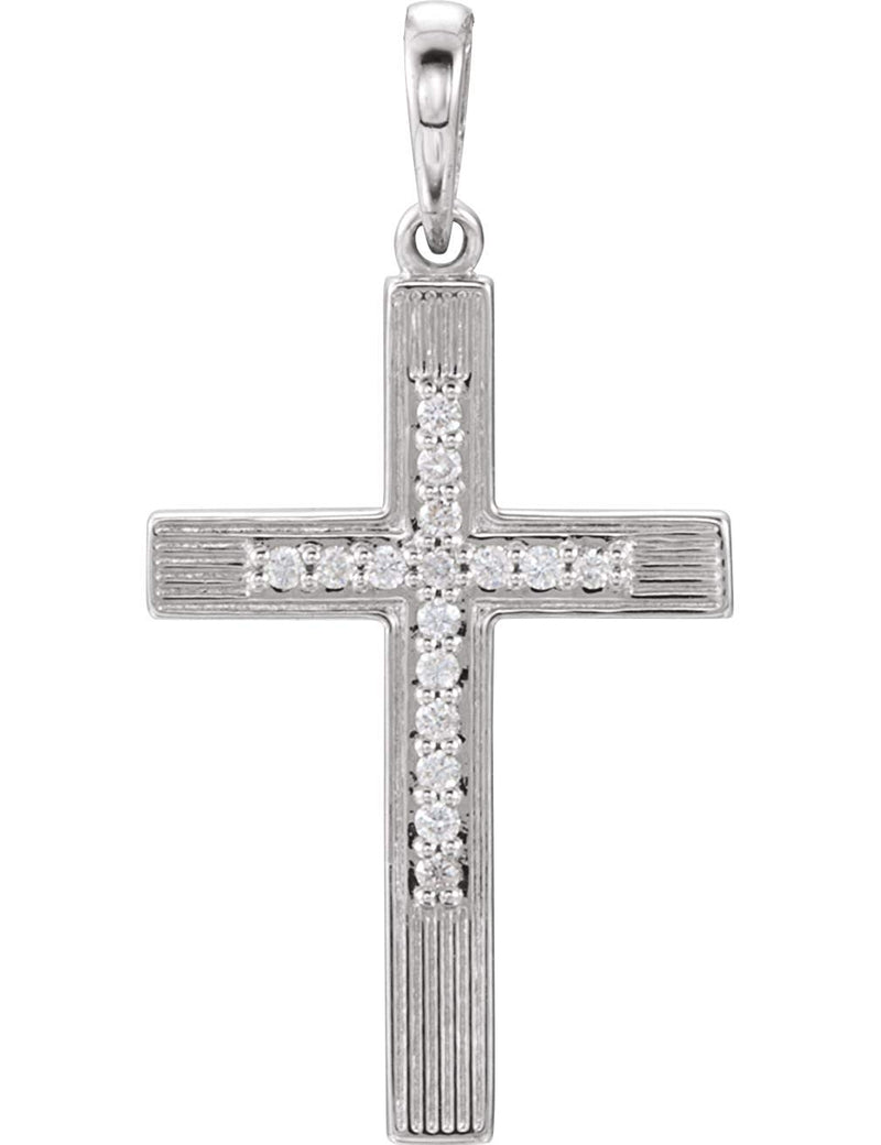 Platinum Diamond Cross Pendant (.08 Ctw, Color G-H , Clarity SI2-SI3)