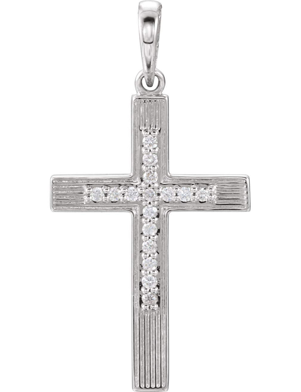 Platinum Diamond Cross Pendant (.08 Ctw, Color G-H , Clarity SI2-SI3)