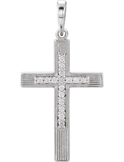 Diamond Cross Pendant, Sterling Silver (.08 Ctw, Color G-H, Clarity I1)