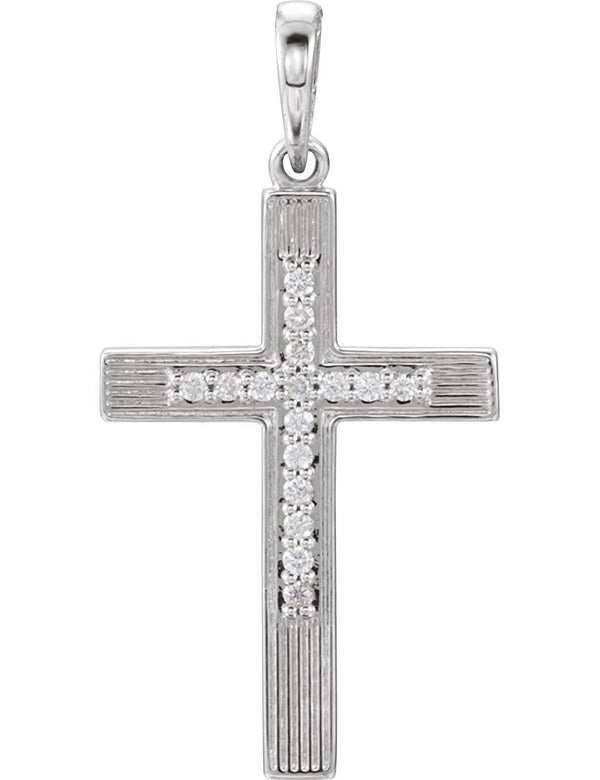 Diamond Cross Pendant, Sterling Silver (.08 Ctw, Color G-H, Clarity I1)