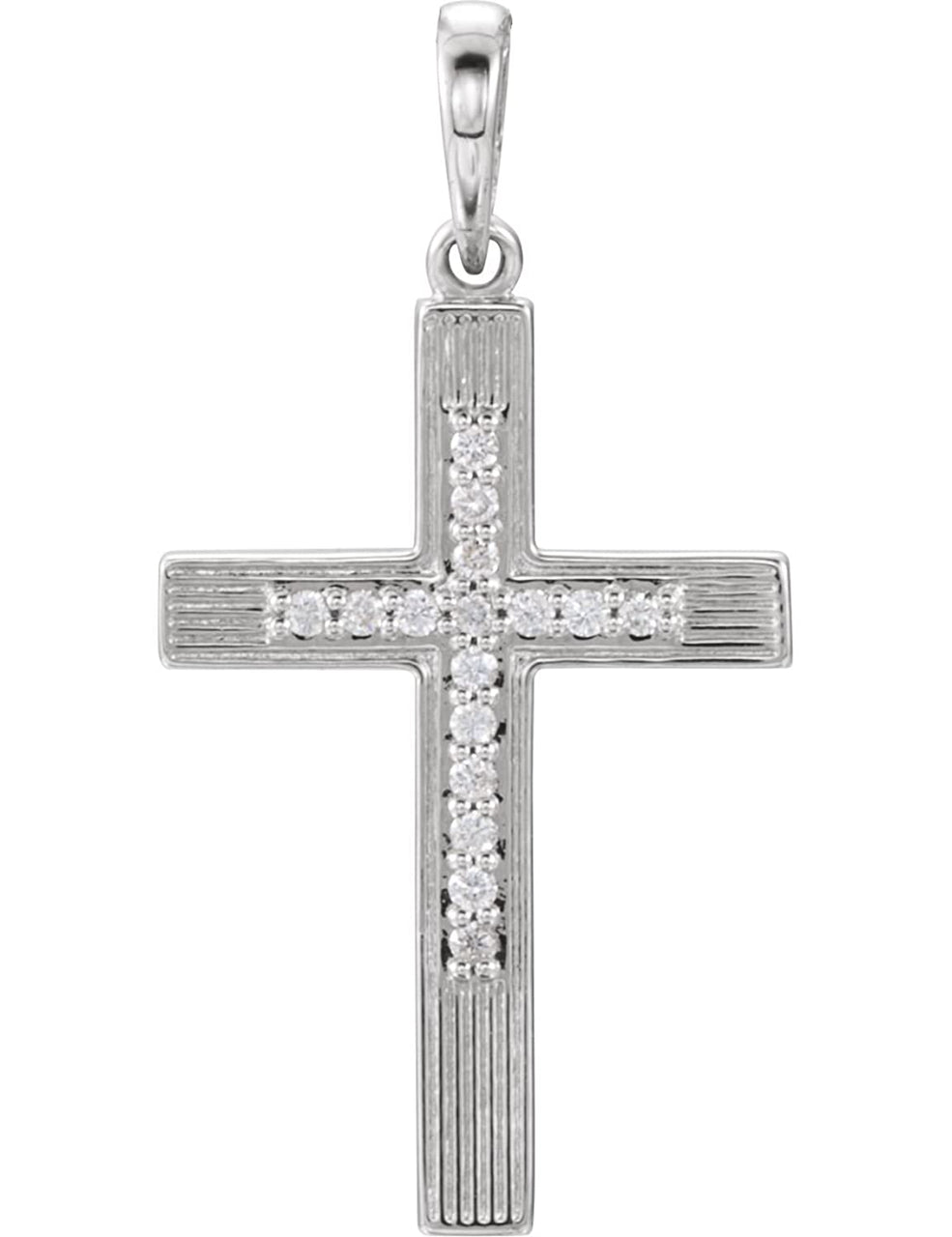 Diamond Cross Pendant, Rhodium-Plated 14k White Gold (.08 Ctw, Color G-H , Clarity I1)