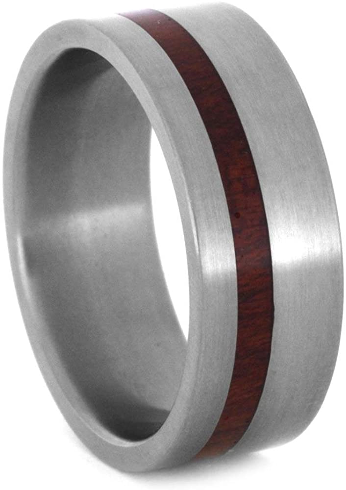 Matte Titanium 8mm Comfort-Fit Bloodwood Band and Sizing Ring, Size, 9