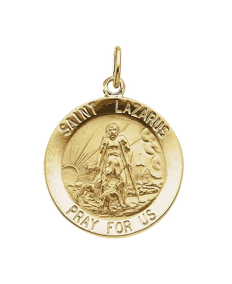 14k Yellow Gold Round St. Lazarus Medal (15MM)