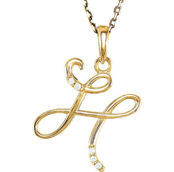 5-Stone Diamond Letter 'H' Initial 14k Yellow Gold Pendant Necklace, 18" (.03 Cttw, GH, I1)