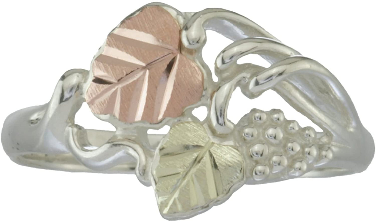 The Men's Jewelry Store (for HER) Black Hills Gold Cocktail Ring, Sterling Silver, 12k Green Gold and 12k Pink Gold, Size 8.75