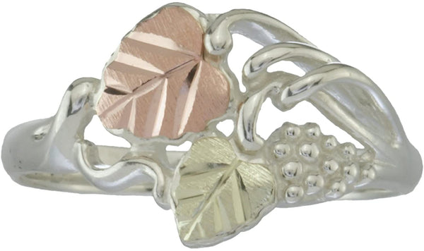 The Men's Jewelry Store (for HER) Black Hills Gold Cocktail Ring, Sterling Silver, 12k Green Gold and 12k Pink Gold, Size 8.75