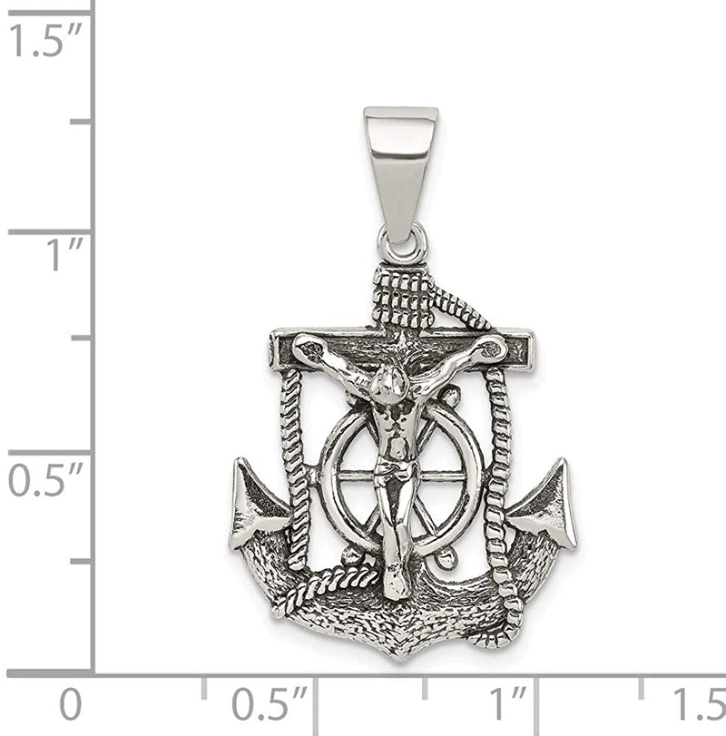 Antiqued Sterling Silver Mariner INRI Crucifix Charm Pendant