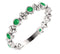 Genuine Emerald Beaded Ring , Rhodium-Plated 14k White Gold