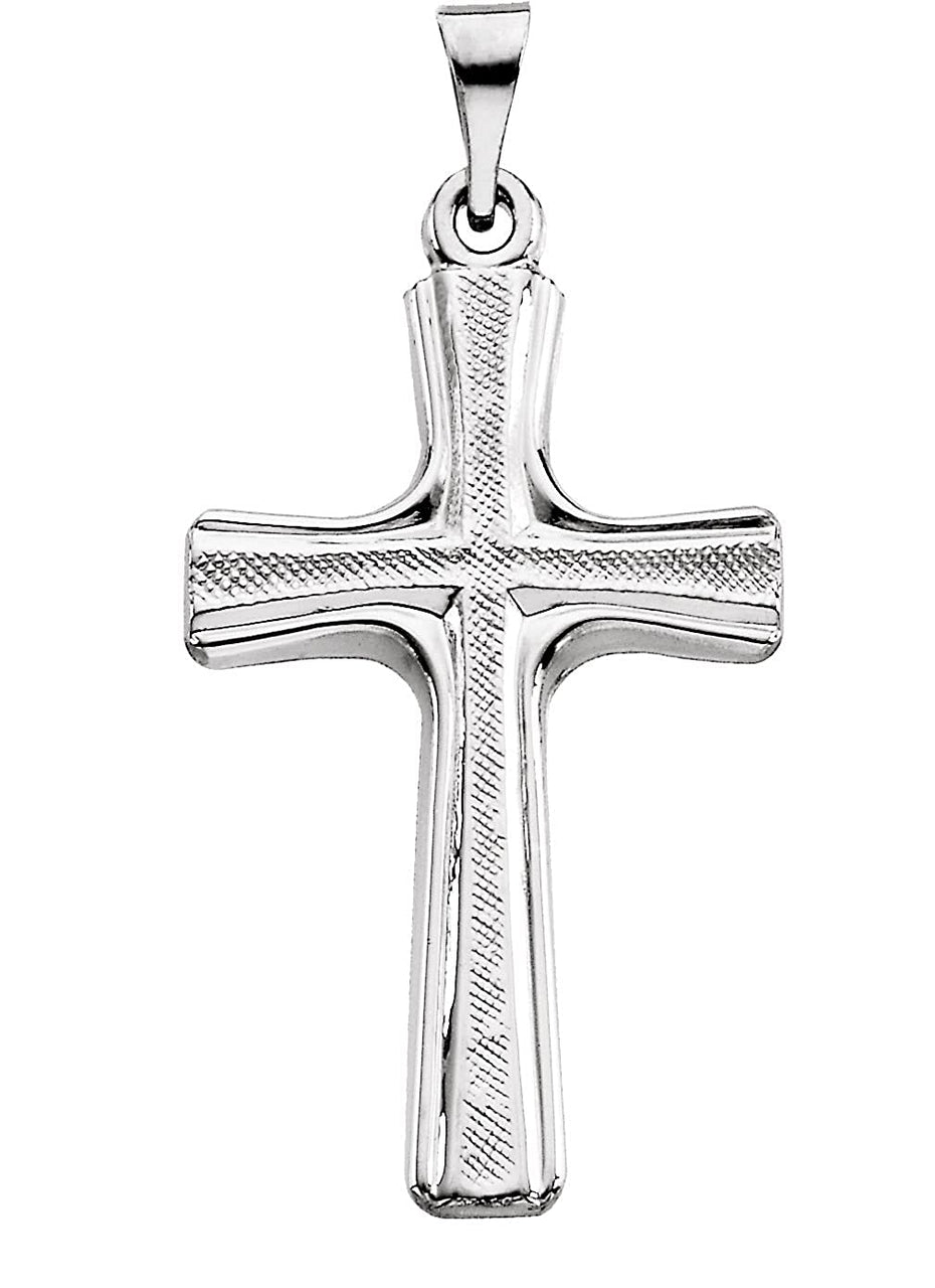 Weathered Cross Pendant, 14k White Gold