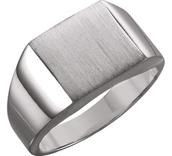 Men's Brushed Signet Semi-Polished Continuum Sterling Silver Ring (14mm) Size 6